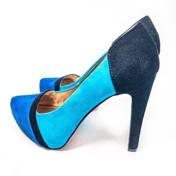 BCBGeneration Blue Colorblock Suede Perries Pumps Heels Sz 7.5B - Picture 7 of 12